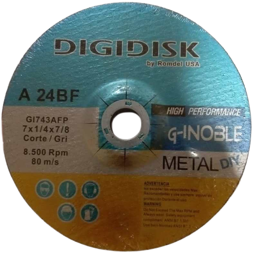 [DIS082] DISCO DESBASTE 7"x 1/4"x7/8" CENTRO REBAJADO P/METAL DIGIDISK