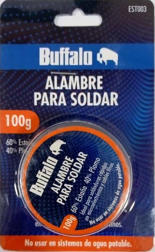 [EST003] ESTAÑO P/SOLDAR 40/60 1.0 MM CARRETE 100 GRS BUFFALO