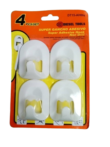 [GAN050] GANCHO ADHESIVO SET DE 4 PIEZAS PLASTICO DIESEL TOOLS