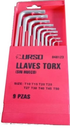 [LLA127] LLAVES TORX EN JUEGO 9 PZAS T-10 /T-50 URSO