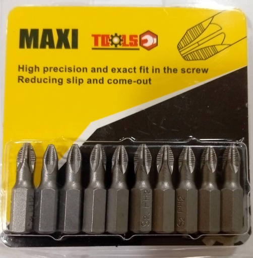 [PUN001] PUNTAS PARA TALADRO PH2 25 MM. SET 10 PCS MAXI TOOLS