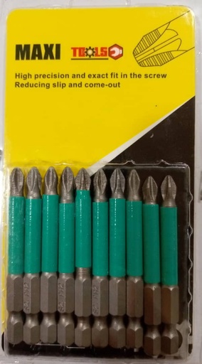 [PUN004] PUNTAS PARA TALADRO PH2 65 MM. SET 10 PCS MAXI TOOLS
