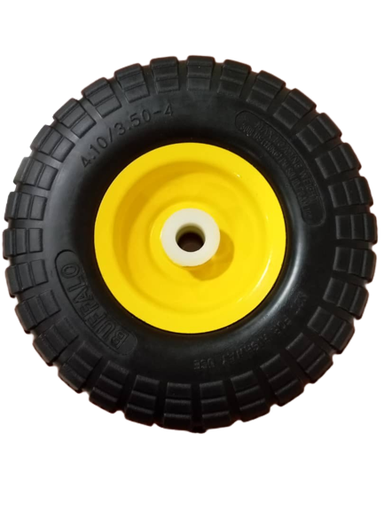 [RUE012] RUEDA MACISA 10" EJE 20 MM RIN AMARILLO C/EJE NYLON BUFFALO