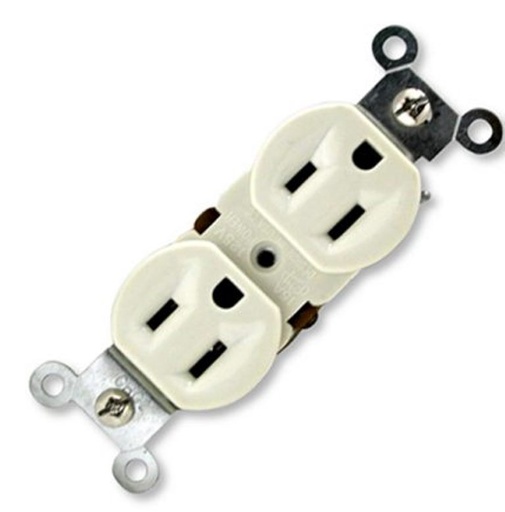 [TOM003] TOMA EMBUTIR DOBLE T/270 15 AMP 125V BLANCA